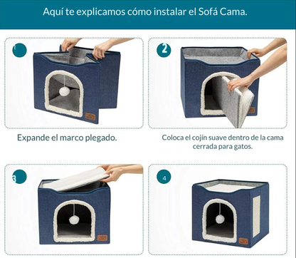 Cama Plegable Gatos Cojín Suave